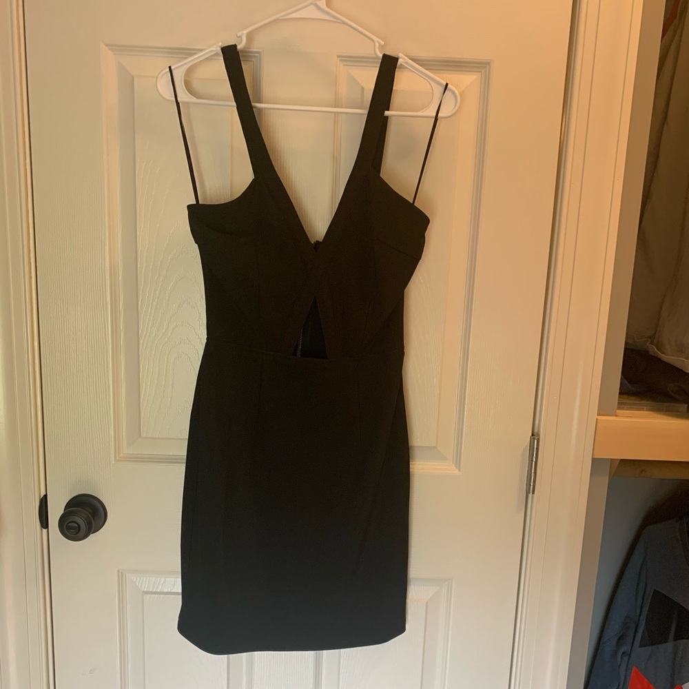 Gold Zipper Key Hole Mini Dress